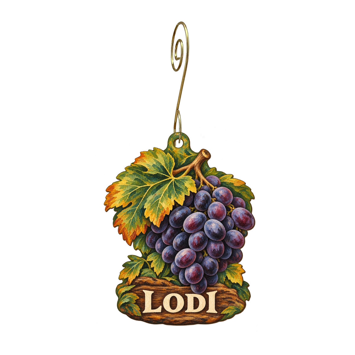 The Local Collective — Local inspiration custom wood ornament OC2490, photographic gold spiral hook