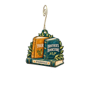 Your Brother's Bookstore — Store identity custom wood ornament OC2497, photographic gold spiral hook