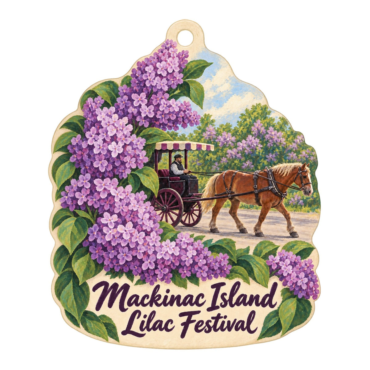 Poppins on Mackinac Town Icon custom wood ornament OC250 on white