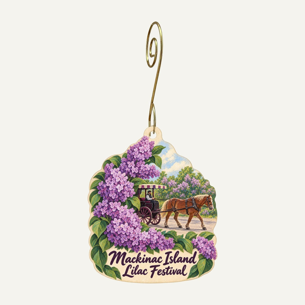 Poppins on Mackinac Town Icon custom wood ornament OC250 hanging on hook