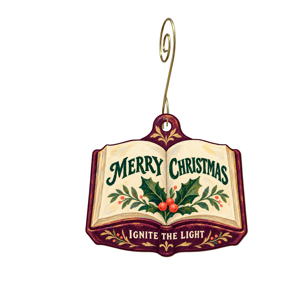 Ignite the Light Performing Arts — Christmas custom wood ornament OC2513, photographic gold spiral hook