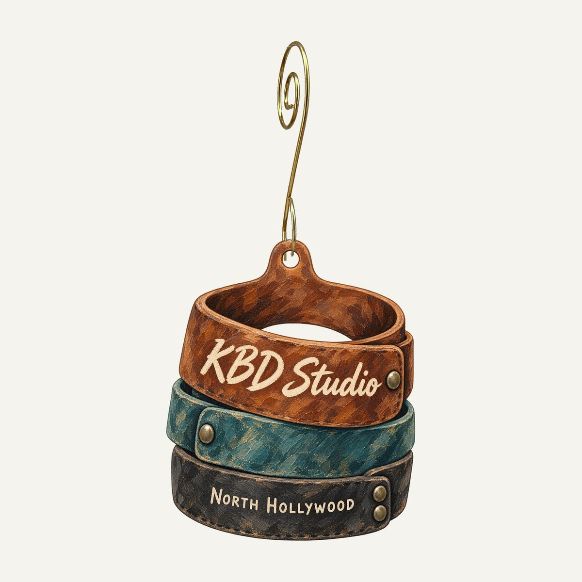 KBD Studio Logo custom wood ornament OC251 hanging on hook