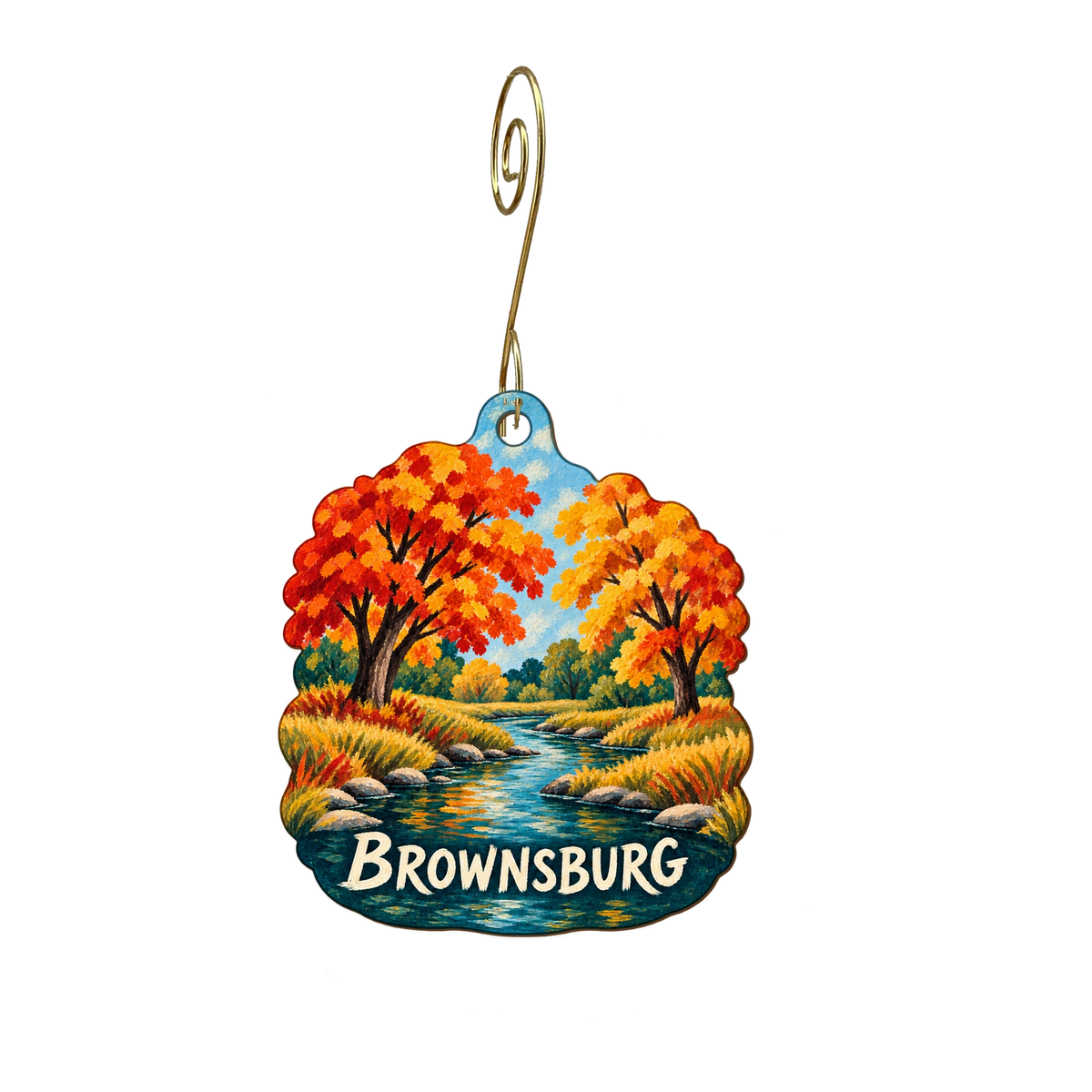 Mary & Martha Home — Local inspiration custom wood ornament OC2520, photographic gold spiral hook