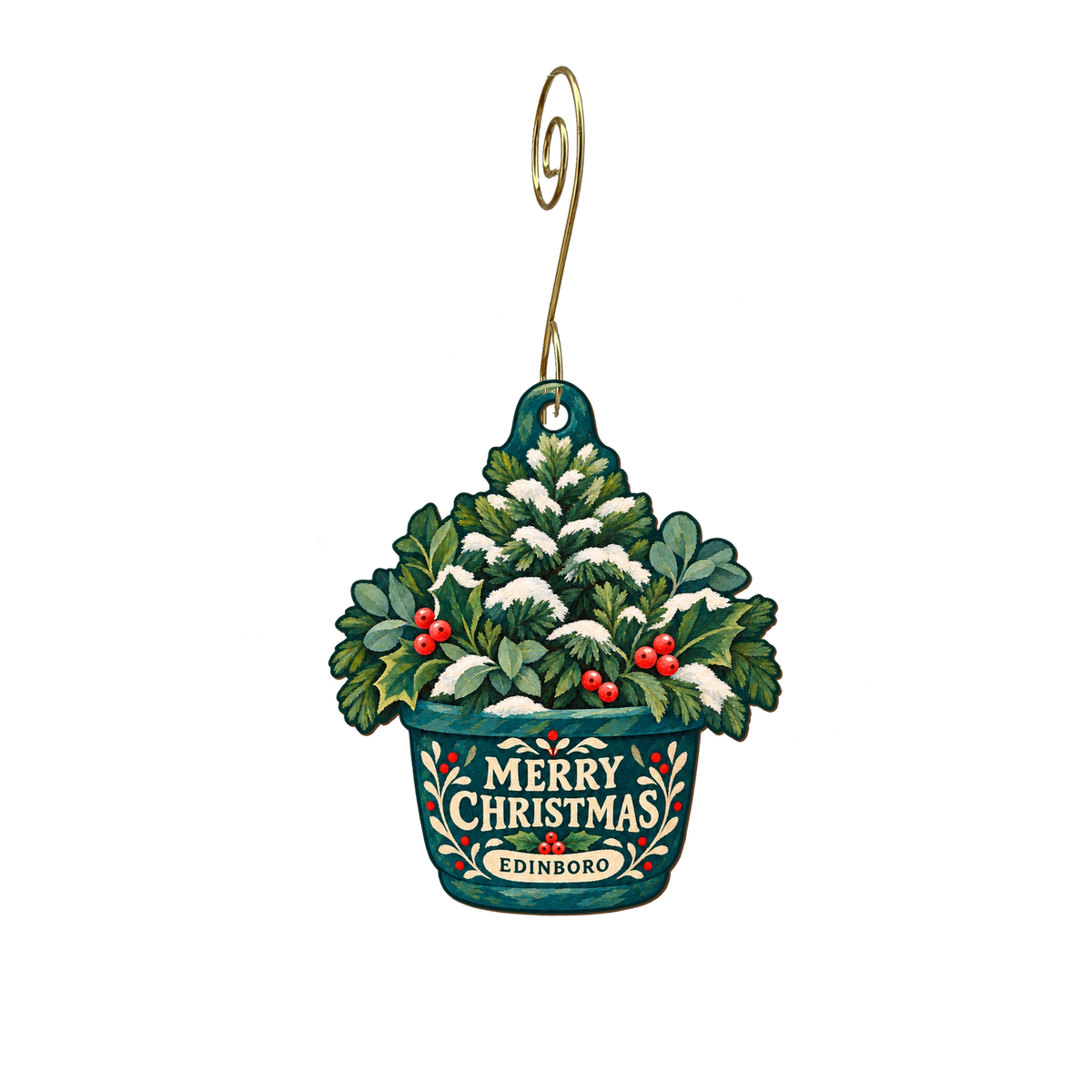 Scotland Yards Greenhouse — Christmas custom wood ornament OC2522, photographic gold spiral hook