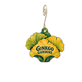 Ginkgo Gardens — Store identity custom wood ornament OC2524, photographic gold spiral hook
