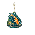 Preuss Pets — Store identity custom wood ornament OC2527, photographic gold spiral hook
