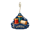 The New England Quilt Museum — Local inspiration custom wood ornament OC2532, photographic gold spiral hook
