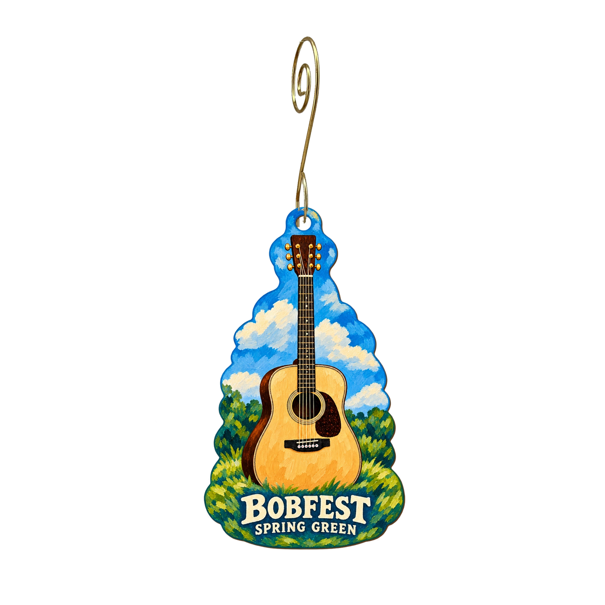 Spring Green General Store — Local inspiration custom wood ornament OC2535, photographic gold spiral hook