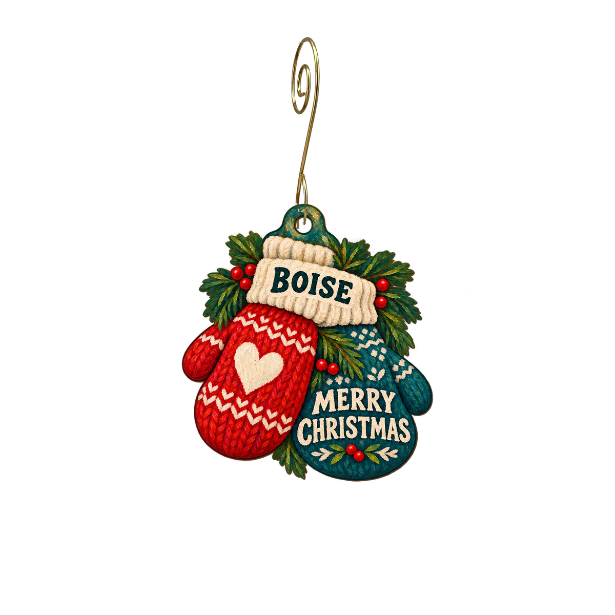 St. Luke's — Christmas custom wood ornament OC2540, photographic gold spiral hook