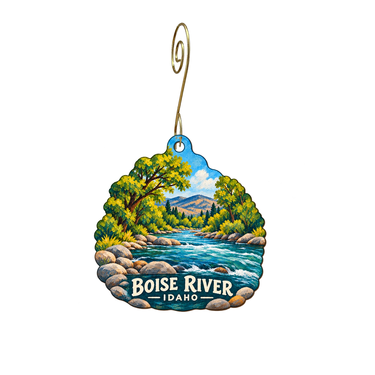 St. Luke's — Local inspiration custom wood ornament OC2541, photographic gold spiral hook