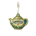 Louisville Tea Company — Store identity custom wood ornament OC2542, photographic gold spiral hook