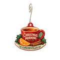 Louisville Tea Company — Christmas custom wood ornament OC2543, photographic gold spiral hook