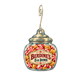 Berdine's 5 & Dime — Store identity custom wood ornament OC2545, photographic gold spiral hook