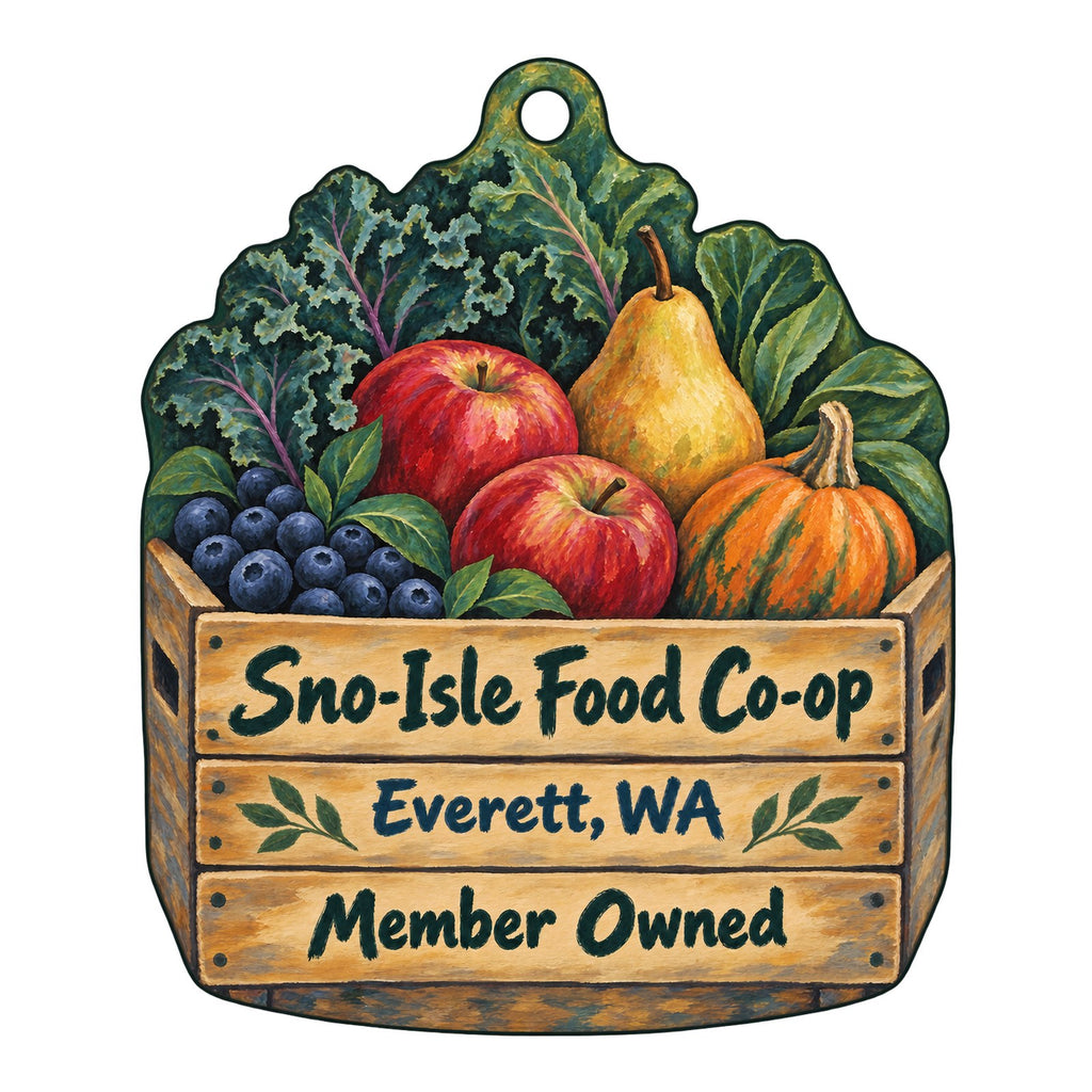 Sno-Isle Food Co-op Logo custom wood ornament OC254 on white