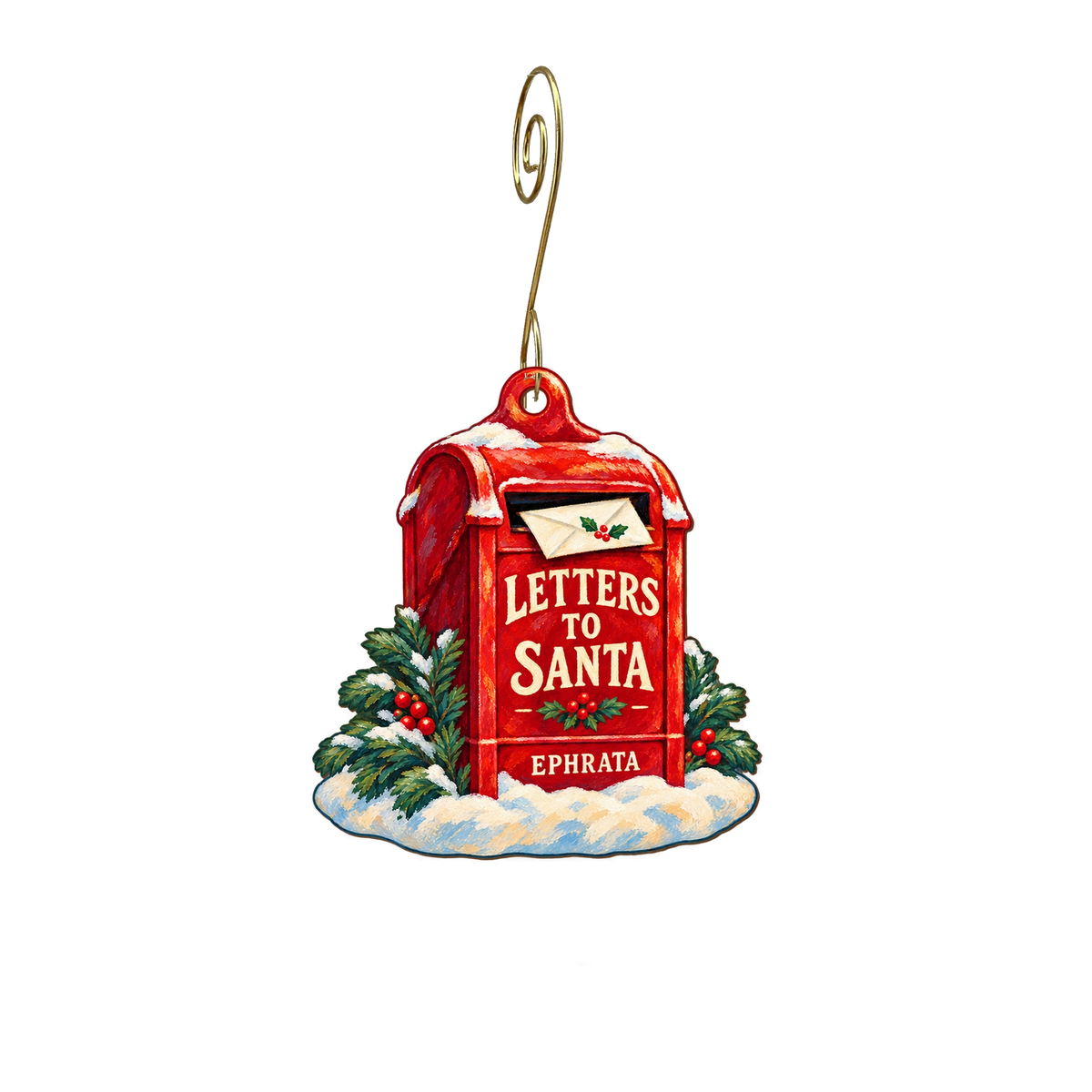 The Rustic Rooster — Christmas custom wood ornament OC2552, photographic gold spiral hook