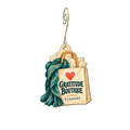 Gratitude Boutique — Store identity custom wood ornament OC2554, photographic gold spiral hook
