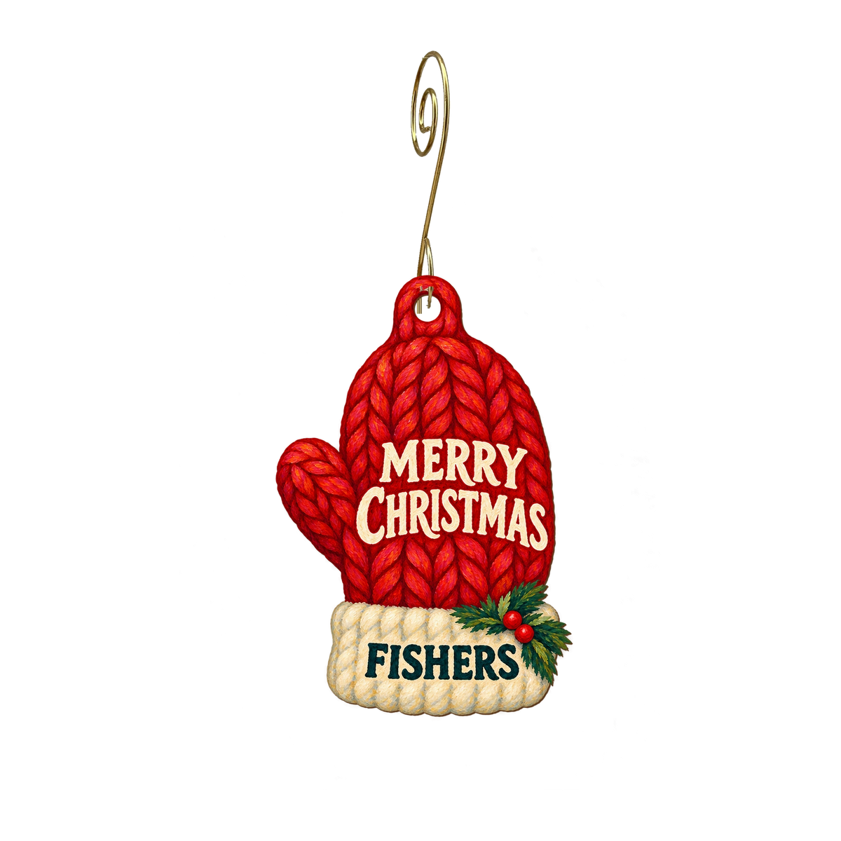 Gratitude Boutique — Christmas custom wood ornament OC2555, photographic gold spiral hook
