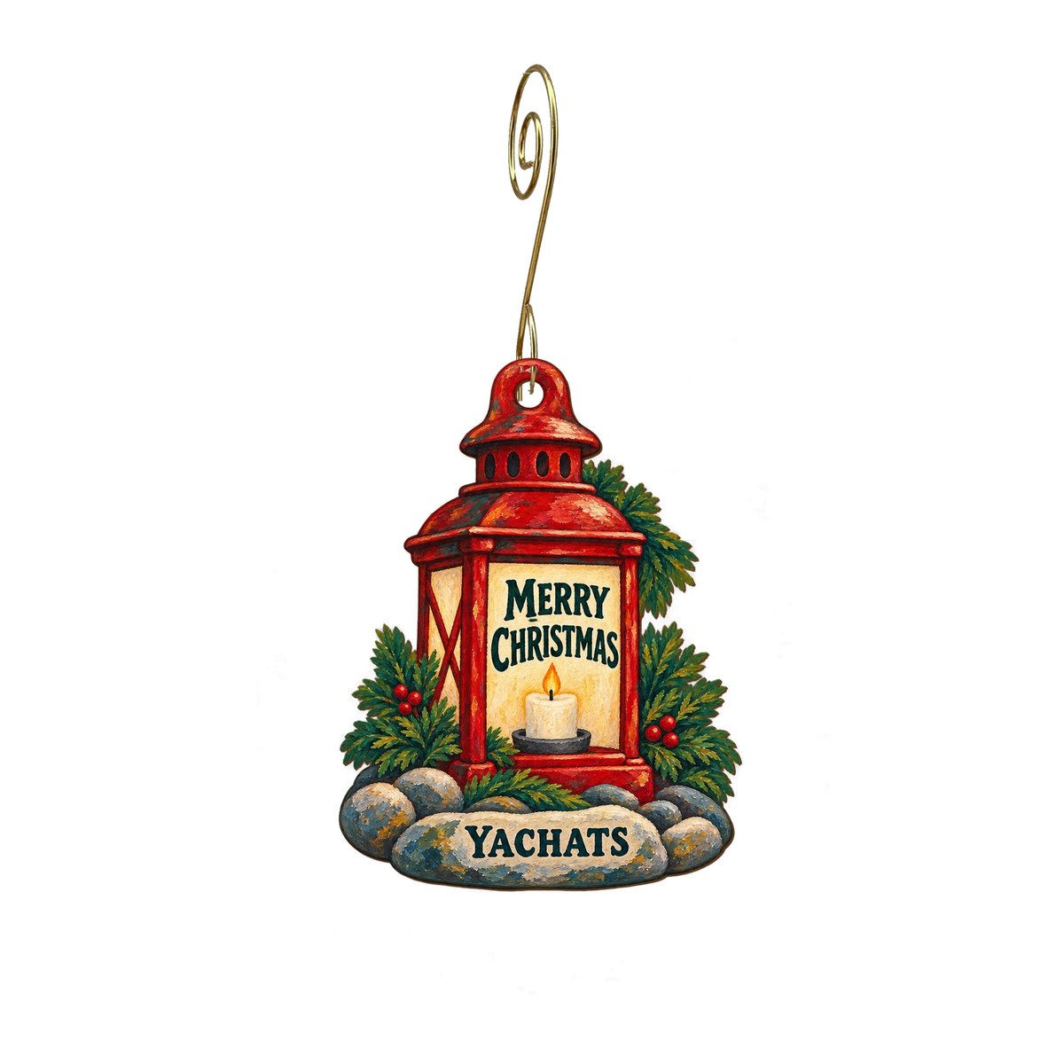 Drift Inn — Christmas custom wood ornament OC2558, photographic gold spiral hook