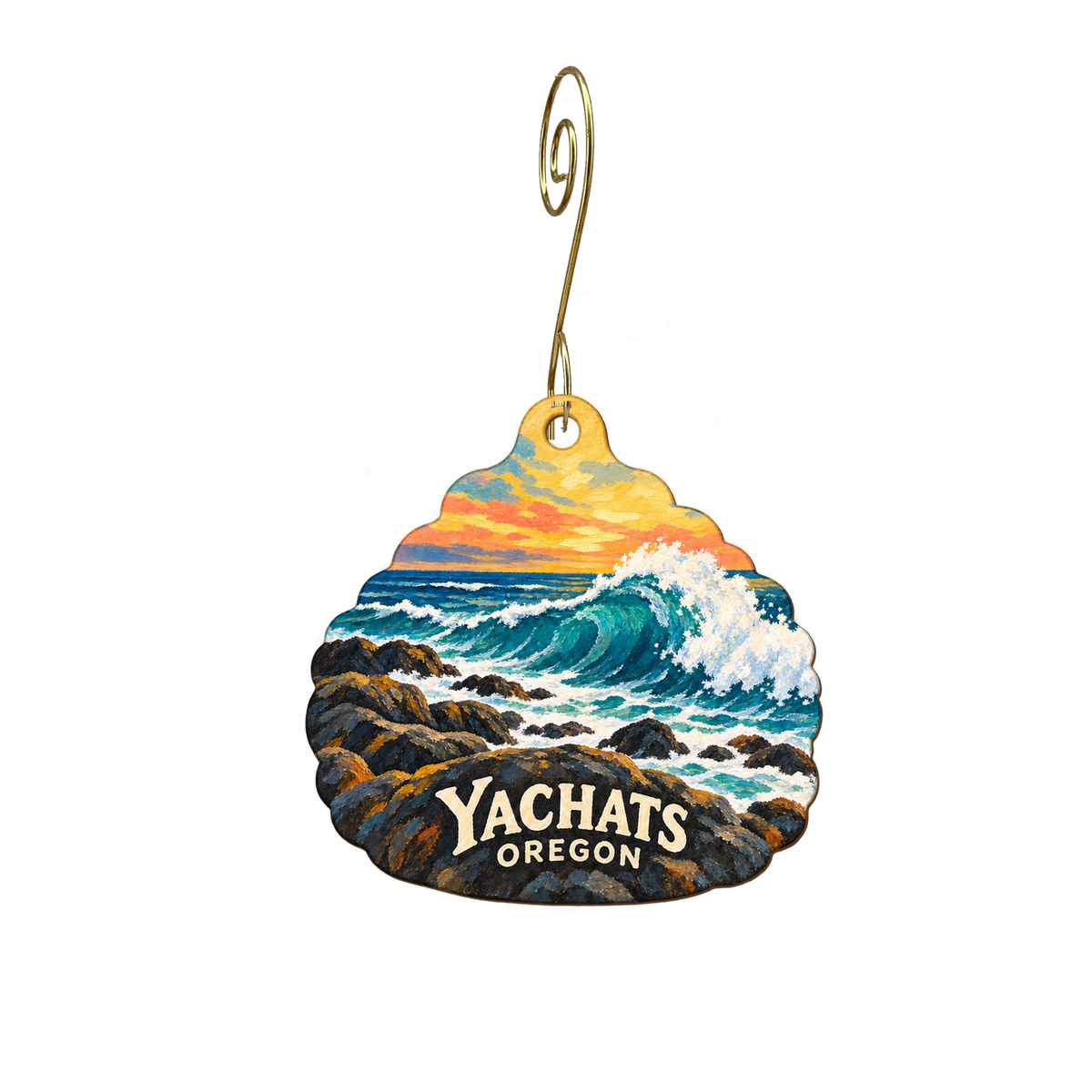 Drift Inn — Local inspiration custom wood ornament OC2559, photographic gold spiral hook