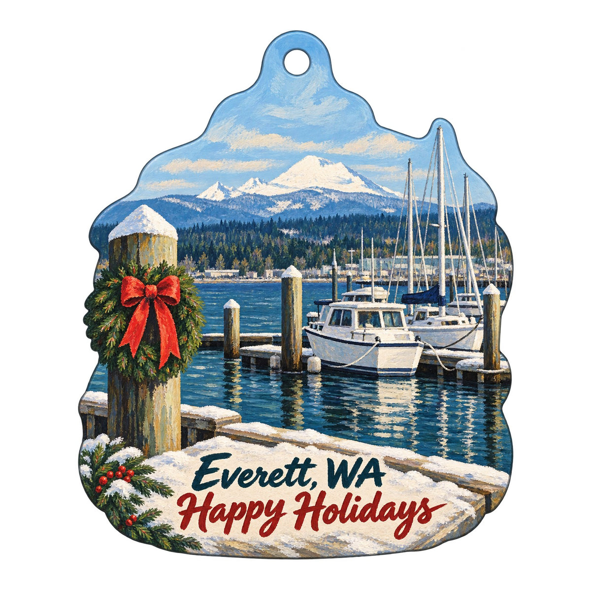 Sno-Isle Food Co-op Christmas custom wood ornament OC255 on white