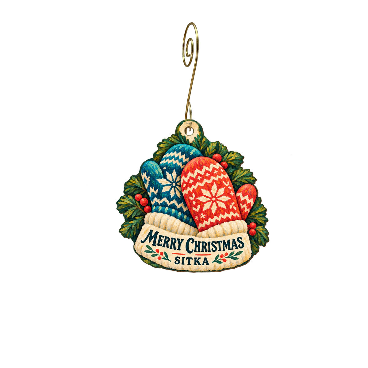 The Cellar — Christmas custom wood ornament OC2567, photographic gold spiral hook