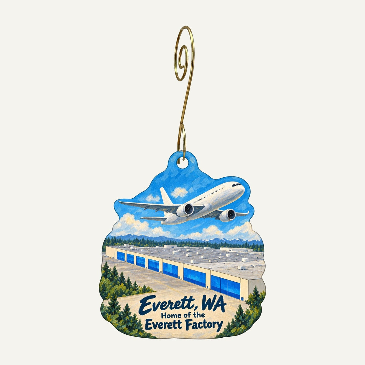 Sno-Isle Food Co-op Town Icon custom wood ornament OC256 hanging on hook