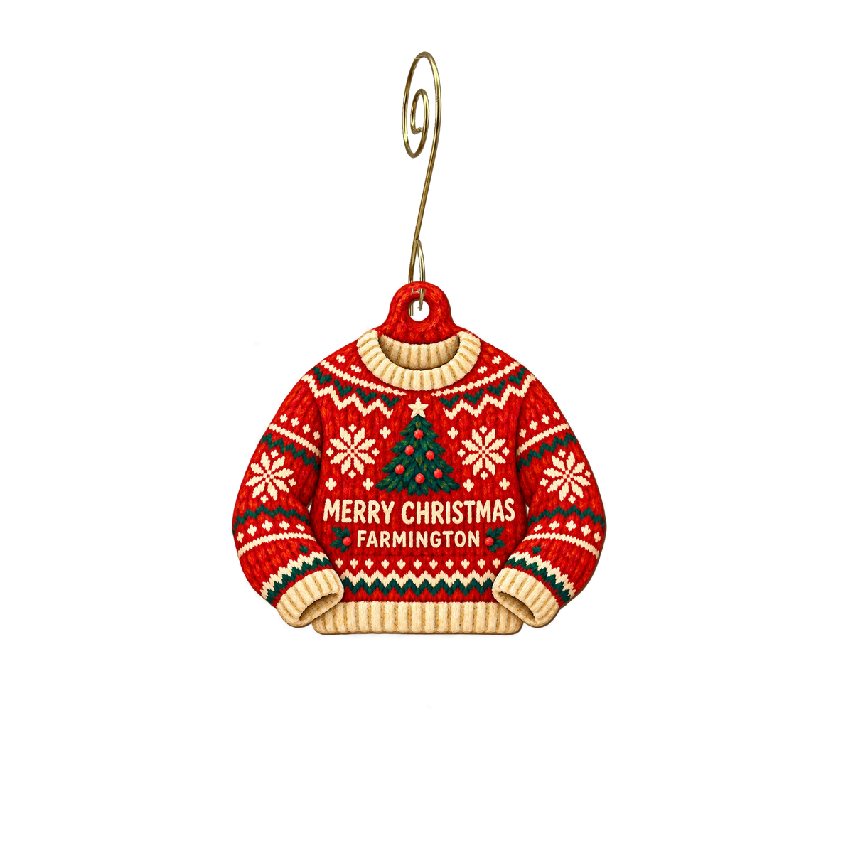 Turbo Extreme Lifestyle Company — Christmas custom wood ornament OC2570, photographic gold spiral hook