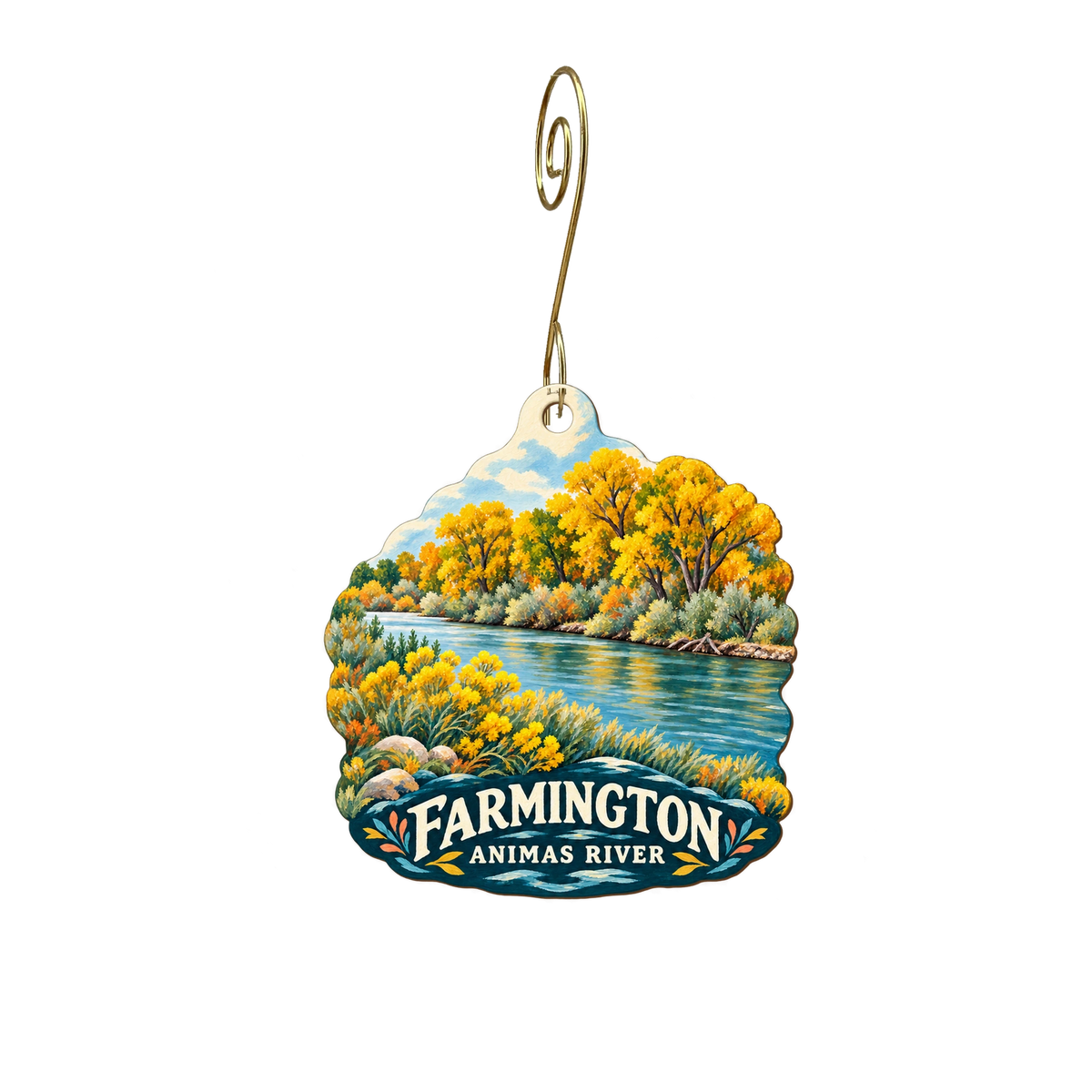 Turbo Extreme Lifestyle Company — Local inspiration custom wood ornament OC2571, photographic gold spiral hook