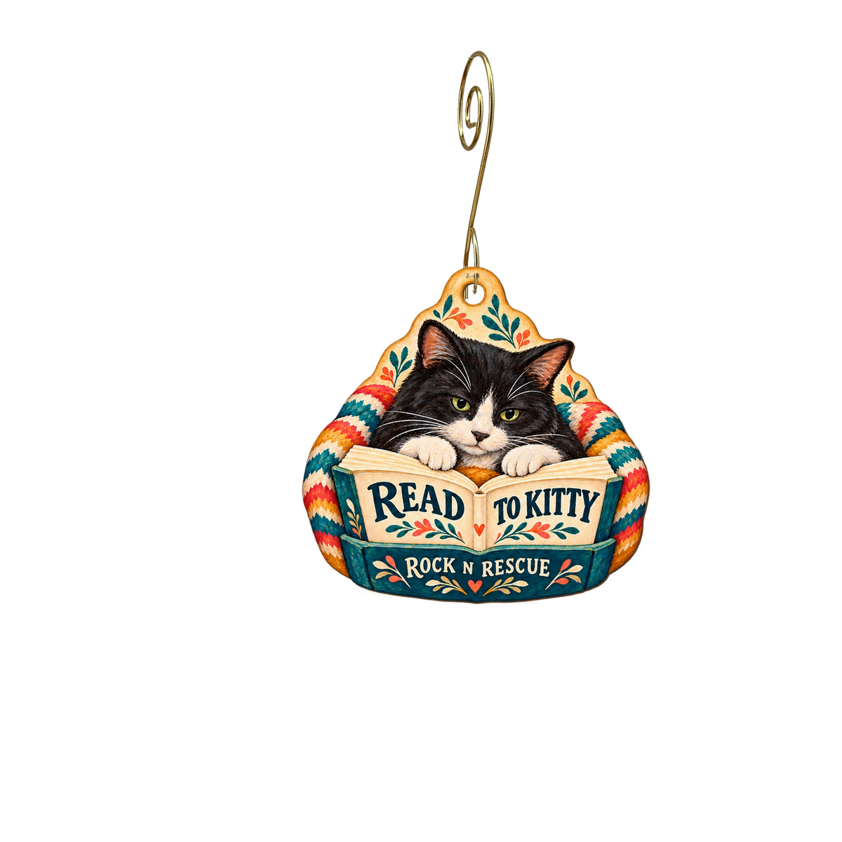 Rock N Rescue — Local inspiration custom wood ornament OC2574, photographic gold spiral hook