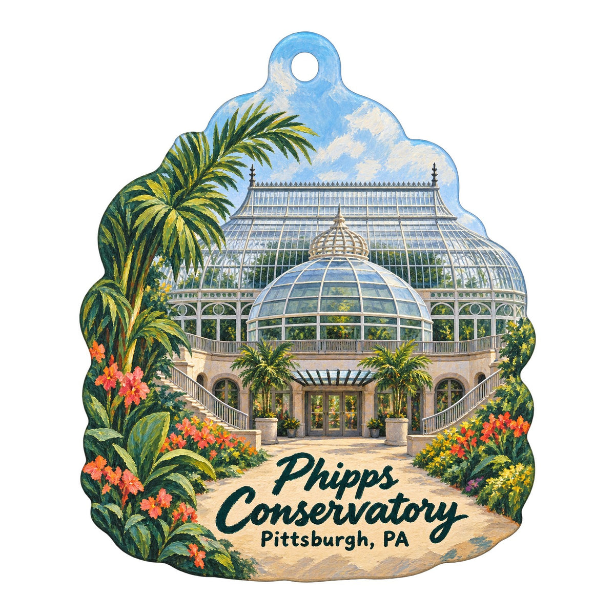 Phipps Conservatory and Botanical Gardens Logo custom wood ornament OC257 on white