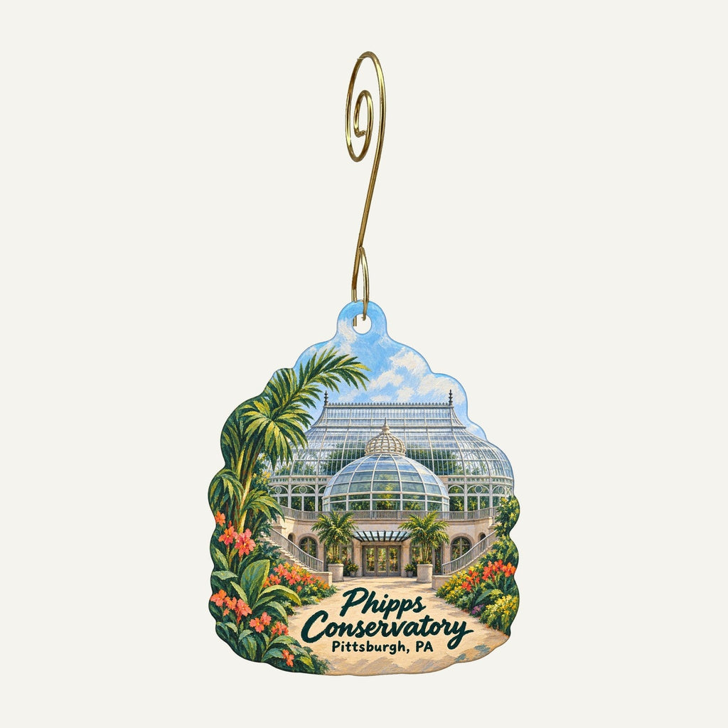 Phipps Conservatory and Botanical Gardens Logo custom wood ornament OC257 hanging on hook