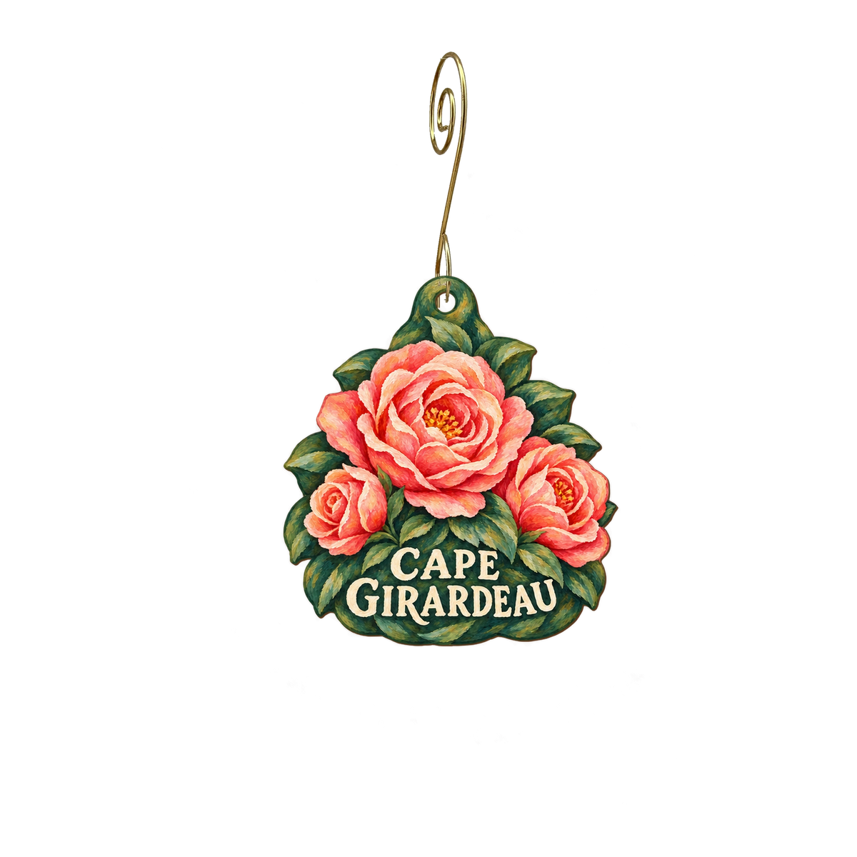Dana's Hallmark Shop — Local inspiration custom wood ornament OC2583, photographic gold spiral hook