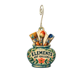 Elements Art Gallery — Store identity custom wood ornament OC2584, photographic gold spiral hook