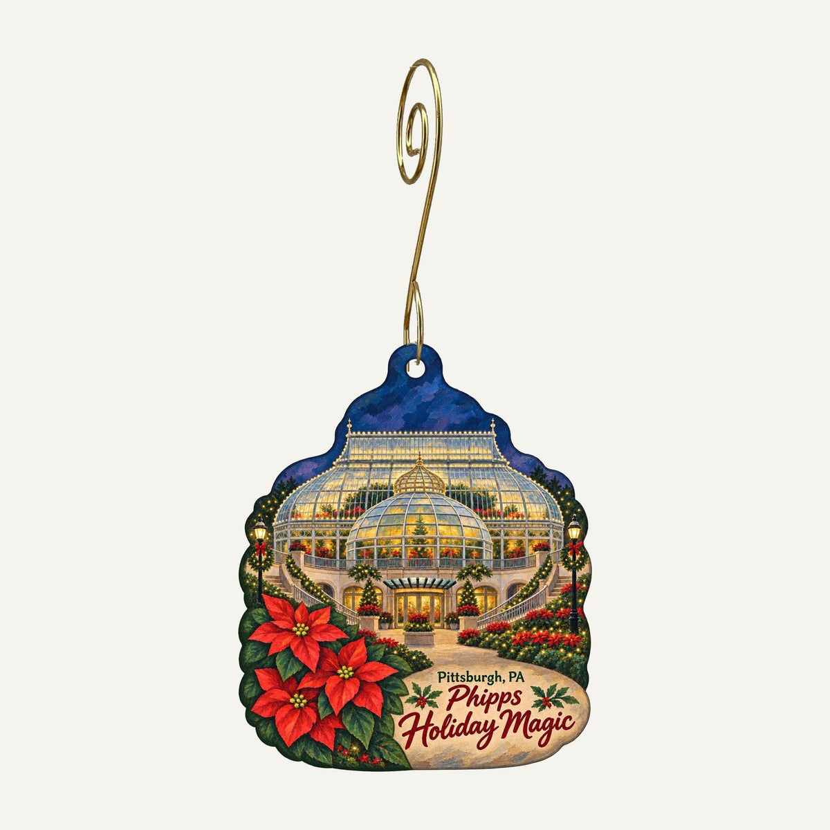 Phipps Conservatory and Botanical Gardens Christmas custom wood ornament OC258 hanging on hook