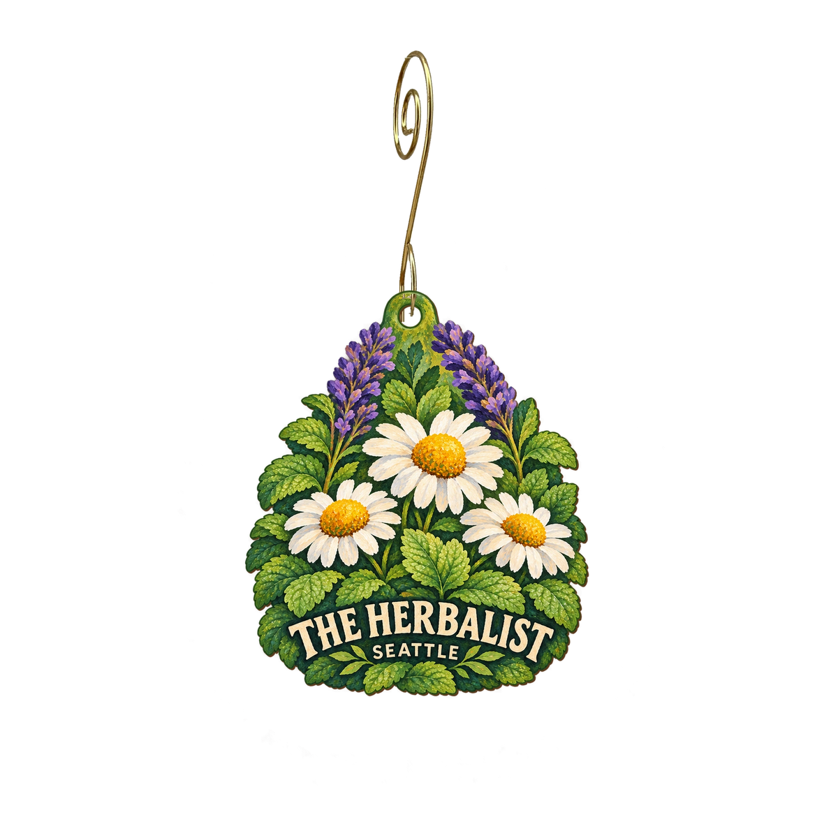 The Herbalist — Local inspiration custom wood ornament OC2592, photographic gold spiral hook