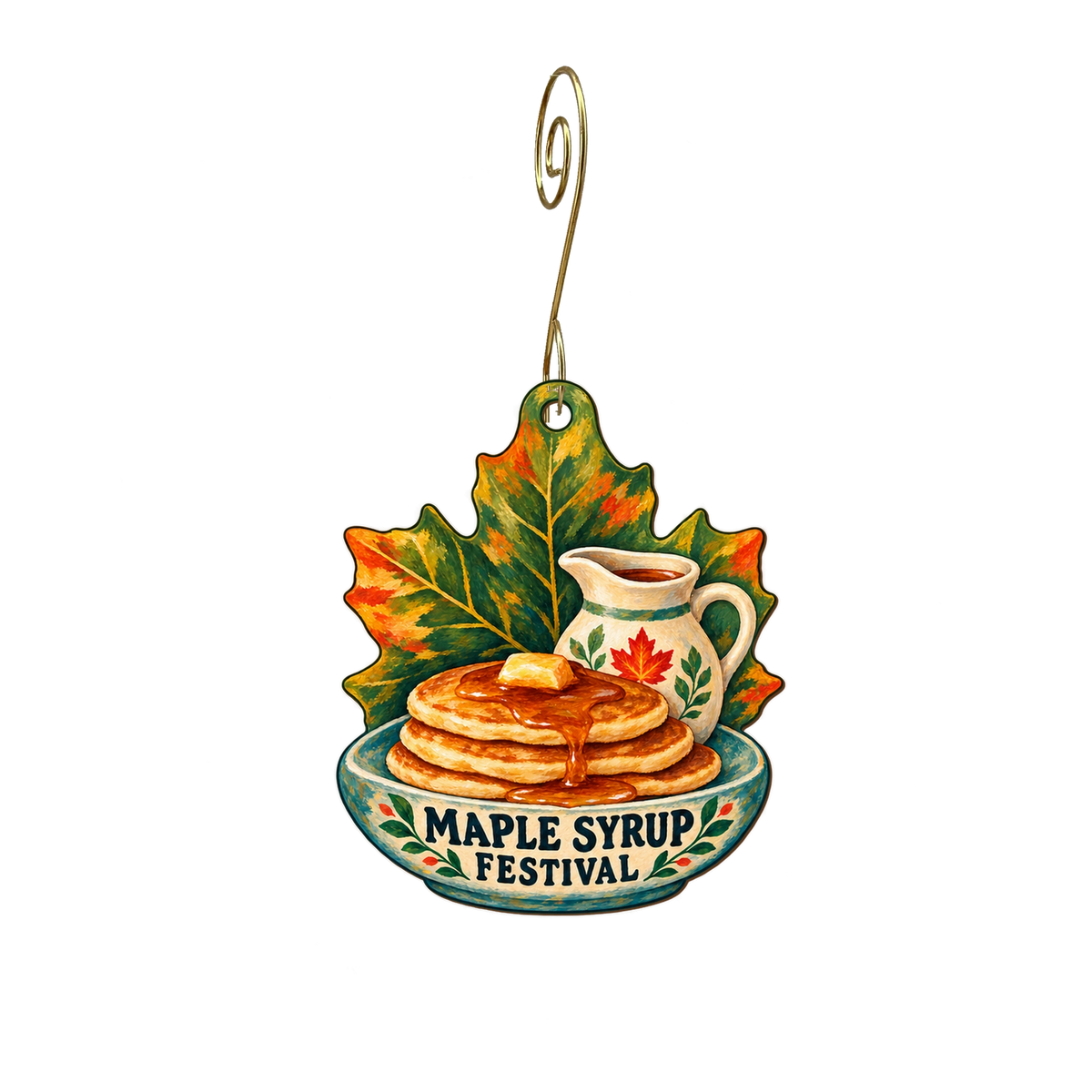 Indian Creek Nature Center — Local inspiration custom wood ornament OC2595, photographic gold spiral hook