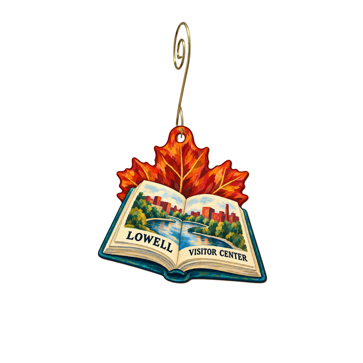 EN Lowell NHP Vc - Eastern National — Store identity custom wood ornament OC2599, photographic gold spiral hook
