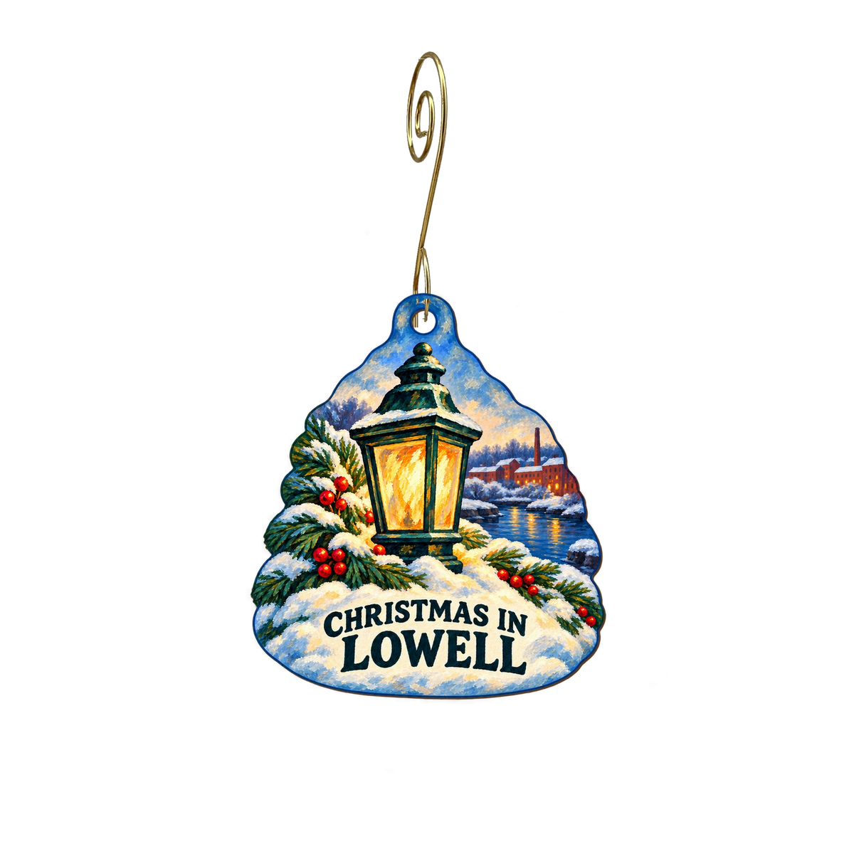 EN Lowell NHP Vc - Eastern National — Christmas custom wood ornament OC2600, photographic gold spiral hook