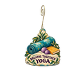 Breathe Together Yoga — Store identity custom wood ornament OC2608, photographic gold spiral hook