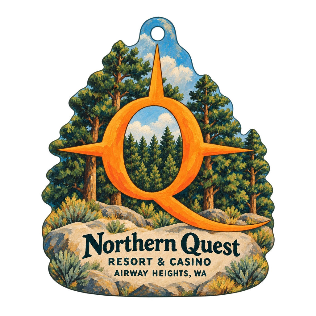 Northern Quest Resort & Casino Logo custom wood ornament OC260 on white