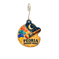 Peoria Riverfront Museum — Store identity custom wood ornament OC2611, photographic gold spiral hook
