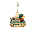 Peoria Riverfront Museum — Local inspiration custom wood ornament OC2613, photographic gold spiral hook