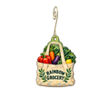 Rainbow Grocery — Store identity custom wood ornament OC2614, photographic gold spiral hook