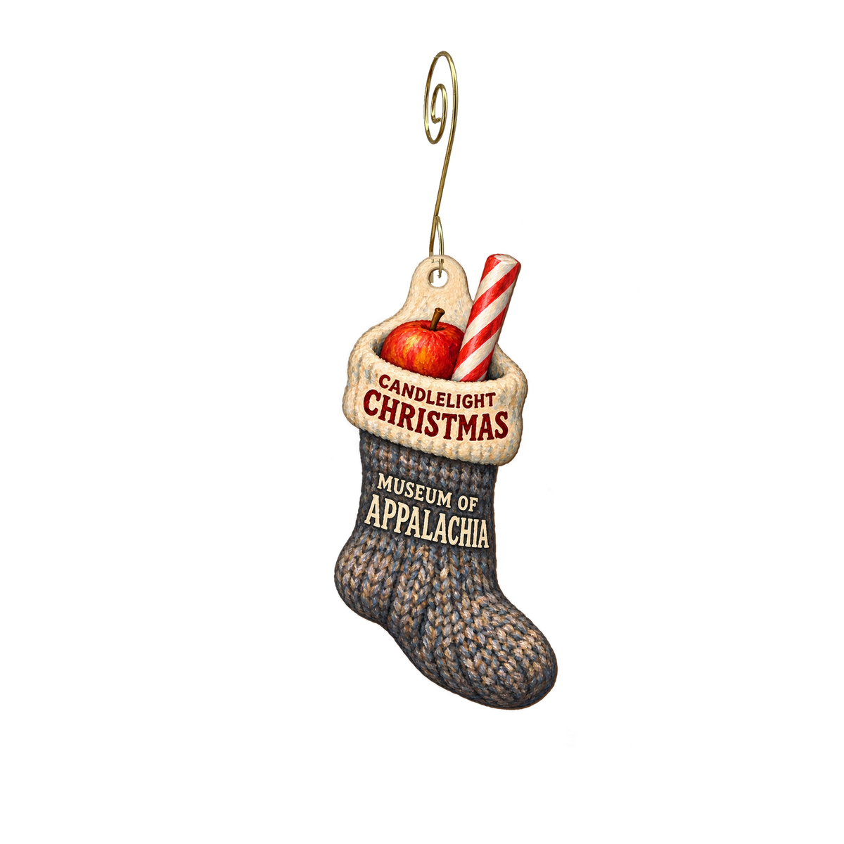 Museum of Appalachia — Christmas custom wood ornament OC2624, photographic gold spiral hook
