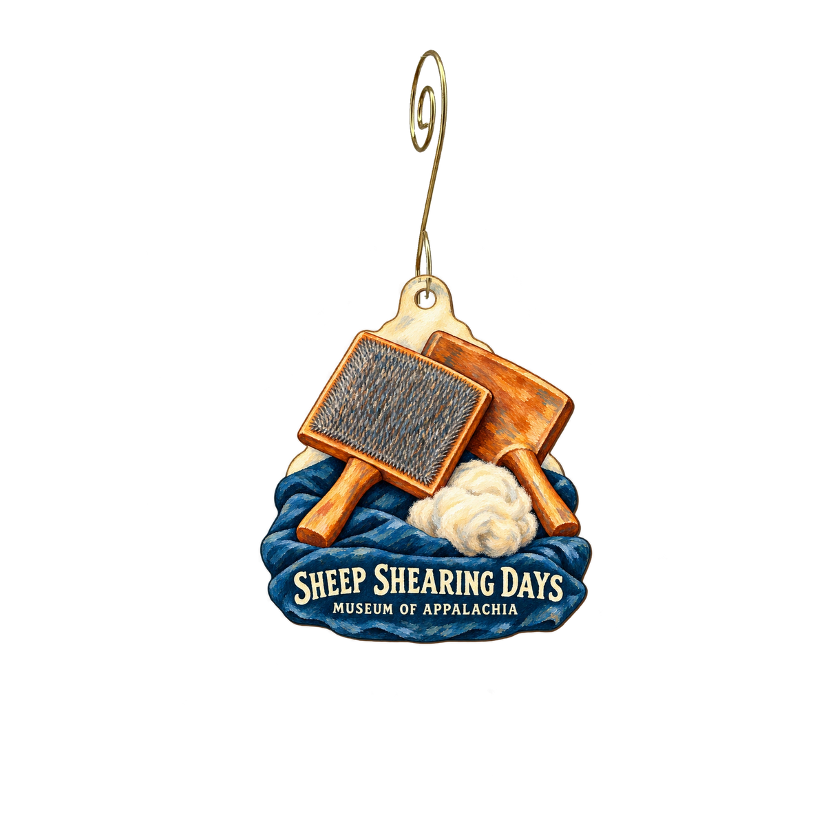 Museum of Appalachia — Local inspiration custom wood ornament OC2625, photographic gold spiral hook