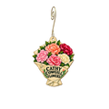 Cathy Cowgill Flowers — Store identity custom wood ornament OC2626, photographic gold spiral hook