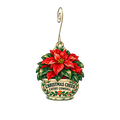 Cathy Cowgill Flowers — Christmas custom wood ornament OC2627, photographic gold spiral hook