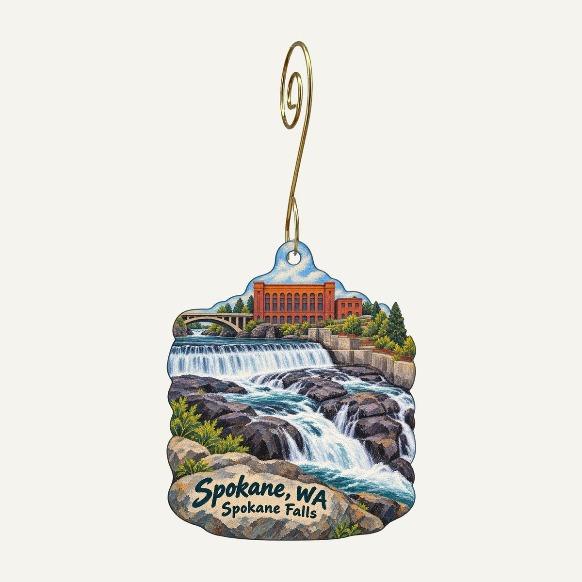 Northern Quest Resort & Casino Town Icon custom wood ornament OC262 hanging on hook