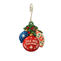 Jule Hus - Solvang's Christmas Store — Store identity custom wood ornament OC2632, photographic gold spiral hook