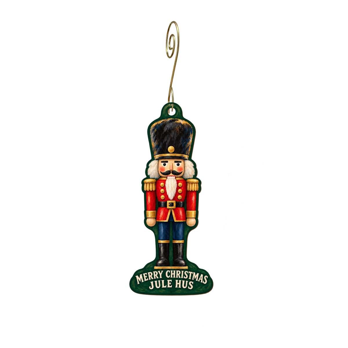 Jule Hus - Solvang's Christmas Store — Christmas custom wood ornament OC2633, photographic gold spiral hook